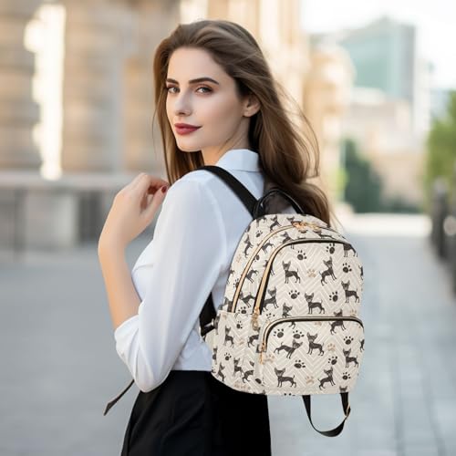 Black Dog Paw Print Mini Backpack Purse for Women Shoulder Bag Fashion Daypack Ladies Handbag Lightweight Travel Bag Rucksack - color: Black Dog Paw Print, size: Small