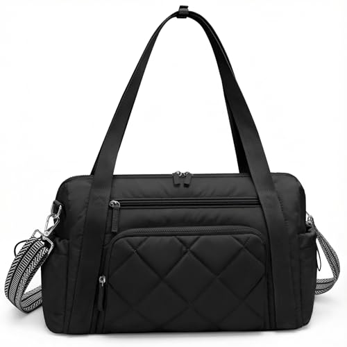 SYTRAH Gym Bag for Women, Duffle Weekender Bags for Travel, Lightweight Weekender Tote with Wet Pocket for Sports, Workout and Dance Black - color: Black(No shoe compartment)