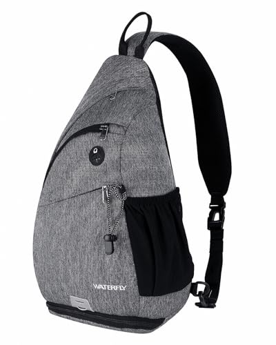 WATERFLY Sling Bag Sling Backpack Small Crossbody Shoulder Bag for Men Women Traveling Cycling Hiking Daypack - color: Grey