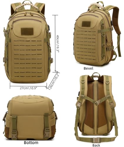 Heavy duty zipper military backpack Outdoor Tactical Backpack，Nylon canvas Knapsack，hiking camping travel Backpack， 3-day backpack，water resistantt (01#khaki) - color: 01#khaki
