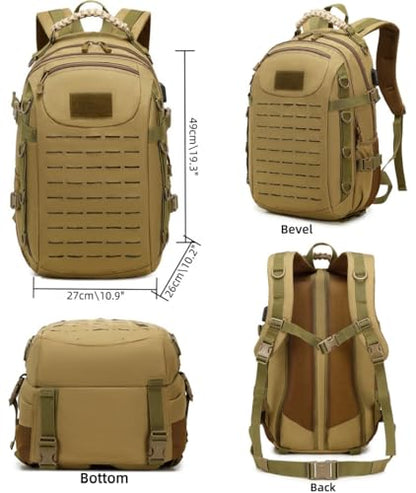 Heavy duty zipper military backpack Outdoor Tactical Backpack，Nylon canvas Knapsack，hiking camping travel Backpack， 3-day backpack，water resistantt (01#khaki) - color: 01#khaki
