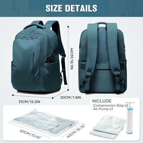 suwasp Travel Backpack for Women Airline Approved Carry On，Large Laptop Backpack for Men,Flight Approved Luggage Backpack (Blue-with 2 Vacuum Bags and Pump, Large) - color: Blue-with 2 Vacuum Bags and Pump