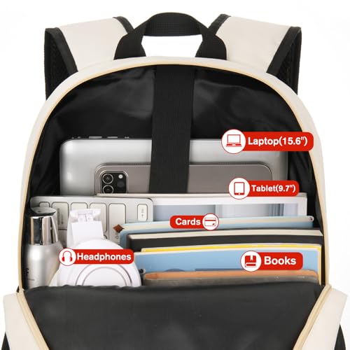 YAMTION School Backpack Women,Bookbag Teen Girls khaki Beige - color: Khaki Beige, size: 15.6 inch