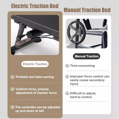 Full Body Electric Traction Bed Table, Massage Cervical & Lumber Back Stretcher Decompression Table for Tension Relief, Back Decompression Machine- Adjustable Stretch Length from 55 to 74 in (Black)