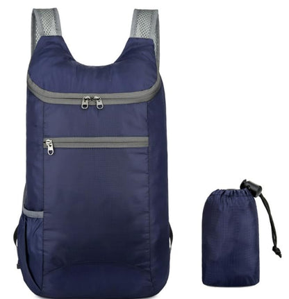 Portable Folding Backpack, Travel Hiking Backpack, Light and Compact, Waterproof and Durable, Super Large Capacity, Outdoor Camping, Travel Storage, Daily Use (Dark Blue)