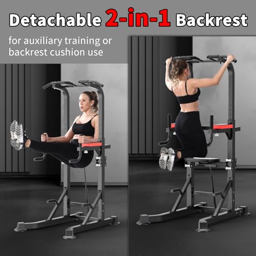 K KINGKANG Pull Ups Dip Station, Power Tower for Home Gym Fitness Exercise - color: Black Grey