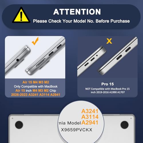 MOSISO Compatible with MacBook Air 15 inch Case M5 2026 M4 2025 M3 2024 M2 2023 A3448 A3241 A3114 A2941, Plastic Hard Shell Case&Puffy Sleeve Bag&Keyboard Skin&Webcam Cover&Screen Film, Starlight - color: Starlight