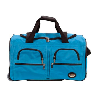 Rockland Rolling Duffel Bag, Black, 22" - color: Turquoise, size: 22"