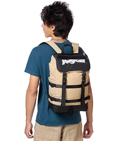 JanSport Skip Pack Backpack – 28L Capacity, Fits 13.5" Laptop, Large Main Compartment, Side Water Bottle Pocket – Ideal for Work & Travel, Travertine - color: Travertine