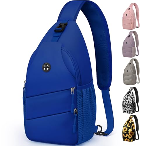 Pritent Crossbody Bags for Women Men Trendy Sling Bag Backpack Casual Chest Bag with Convertible Shoulder Strap - color: Royal Blue, size: Medium