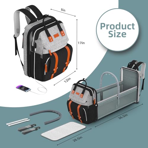 ISMGN Diaper Bag Backpack with Changing Station, Large Diaper Bag, Baby Bag, Multifunctional Diaper Bag, GreyBlack - color: Modern Greyblack