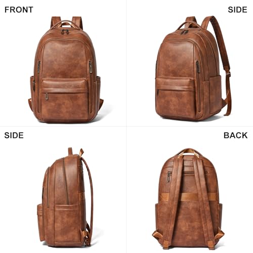 LATMAP Backpack Purse for Women Men Faux Leather Backpack, Travel Work Laptop Back Pack Teacher Bookbag fits 15.6" Laptop, Brown - color: Style2-brown