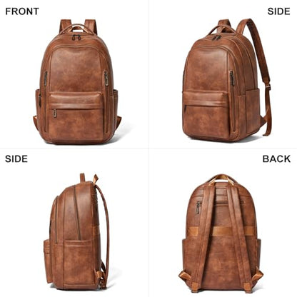 LATMAP Backpack Purse for Women Men Faux Leather Backpack, Travel Work Laptop Back Pack Teacher Bookbag fits 15.6" Laptop, Brown - color: Style2-brown