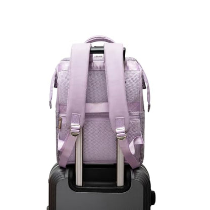 Kinmac Wide Open Style Laptop Backpack for Laptop Up to 15.6 Inch Men Women Travel Outdoor Backpack (Purple Flower PU) - color: Purple Flower Pu