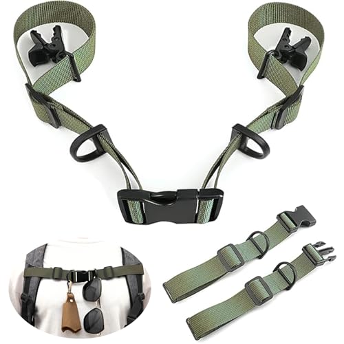 2 Pcs Adjustable Backpack Sternum Straps Chest Belt Hardness Strap with Anti-slip Fixed Clips for Camping Hiking - color: Navy Green