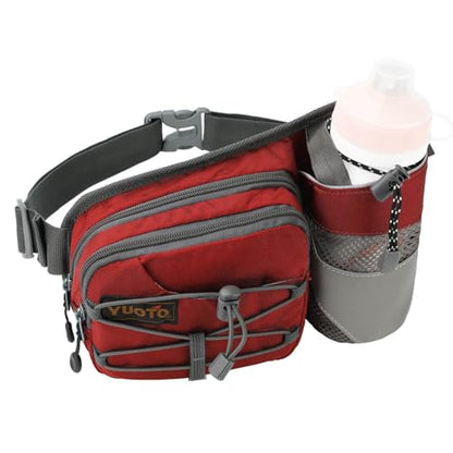 Waist Pack with Water Bottle Holder for Running Walking Hiking Fanny Pack Hydration Belt - color: ‎Gypsy Red