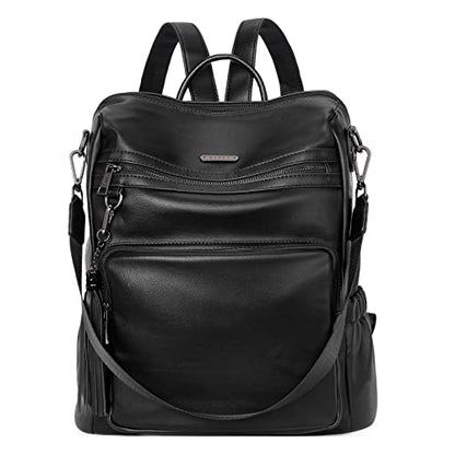 CLUCI Backpack Purse for Women Black Backpack Leather Large Travel Fashion Designer Convertible Ladies Work Bags - color: 0-2-0 Black