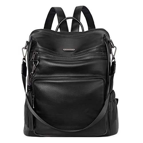 CLUCI Backpack Purse for Women Black Backpack Leather Large Travel Fashion Designer Convertible Ladies Work Bags - color: 0-2-0 Black