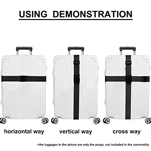 Luggage Straps for Suitcases TSA Approved Travel Belt 4 Pack by Chelmon (Black) - color: Black