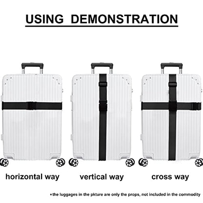 Luggage Straps for Suitcases TSA Approved Travel Belt 4 Pack by Chelmon (Black) - color: Black