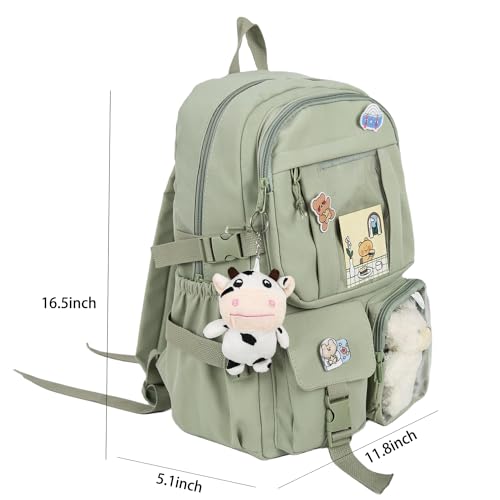 Kawaii Backpack with Cute Bear Plush Kawaii Pin Accessories Large Capacity Aesthetic School Bags Cute Bookbag for Girls Teen Blue - color: Blue