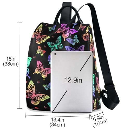 MNSRUU Women Backpack Purse Black Butterflies Backpack for Women Anti-theft Shoulder Bag Carry On Backpack Lightweight Rucksack Fashion Travel Ladies Bags - color: Cute 05