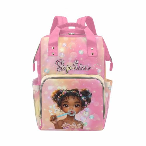 Newcos Personalized Diaper Bag Backpack with Name, Custom Mommy Diaper Bags for New Mom Baby, Customized Waterproof Nursing Bags with Water Bottle Tote Bag for Wife Women Men Newborn Travel Pink - color: Patten 02