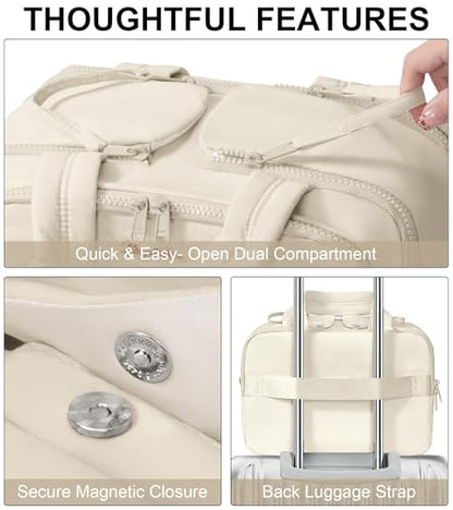 Travel Toiletry Bag, Large Wide-open Puffy Makeup Bag for Women Beige - color: Cloud Dancer