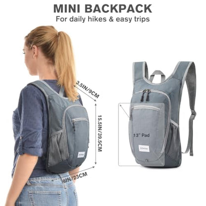 G4Free 10L/15L Hiking Backpack Lightweight Packable Hiking Daypack Small Travel Outdoor Foldable Shoulder Bag - color: Grey Checkered, size: 10L