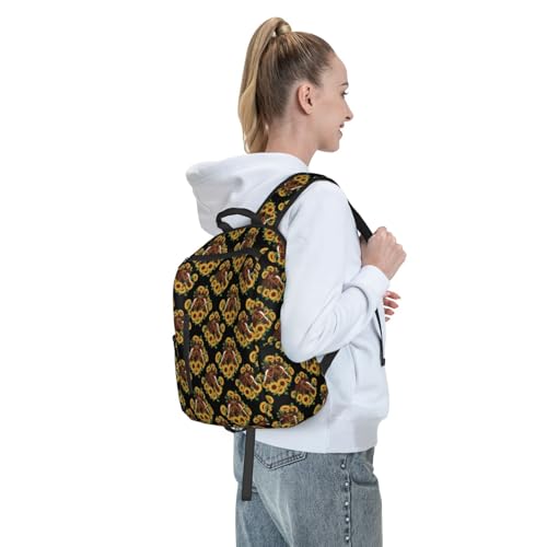 Compact Urban Commute Backpack Sunflower Horse Black, Slim Fit Laptop Daypack for Office Business Casual Daily Wear Men Women - color: Picture (43)