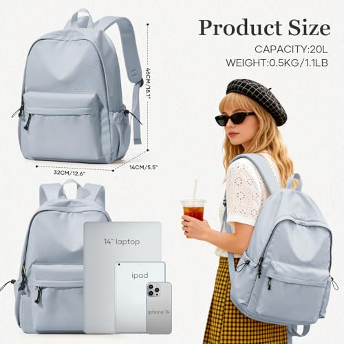 Middle School Backpack For Men Women Simple Backpack For College Students Aesthetic High School Bag Waterproof Bookbag For Teens Girls Boys（Blue） - color: A2-blue