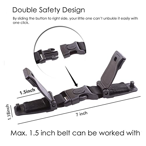 G Ganen Universal Child Chest Harness Clip Anti-Slip Baby Chest Clip Guard Compatible with Seats, Strollers, High Chairs, schoolbags, max. for 1.5 inch Width Harness (Black Set of 1)