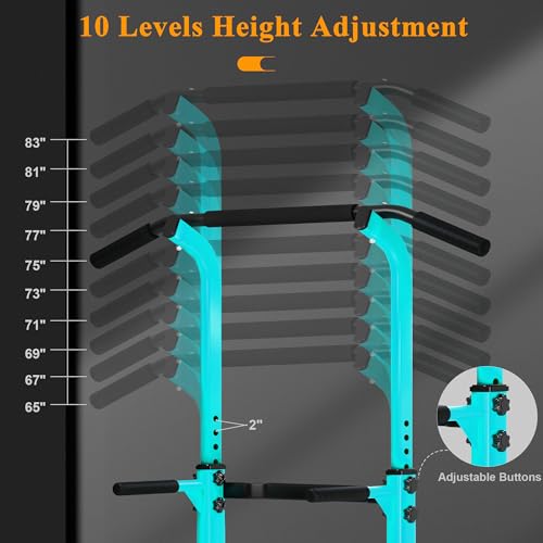 DlandHome Power Tower Pull Up Dip Station Multi-Function Fitness Equipment for Strength Training Adjustable Height Dip Stand for Home Gym - color: Blue