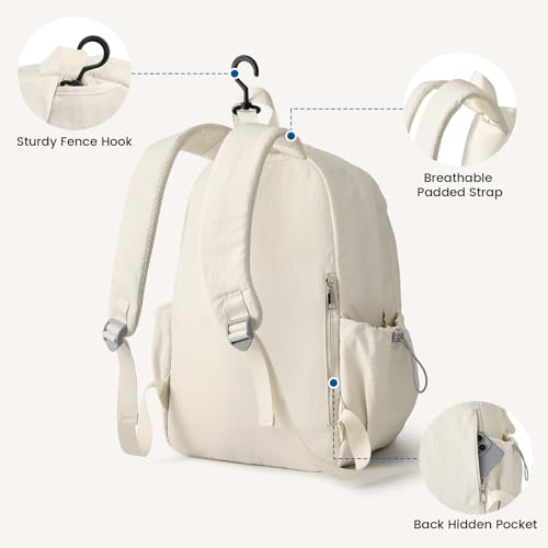 G4Free 20L Pickleball Bag for Women, Pickleball Paddle Backpack with Fence Hook, Work Travle Bag with 15" Laptop Compartment-Beige - color: Beige