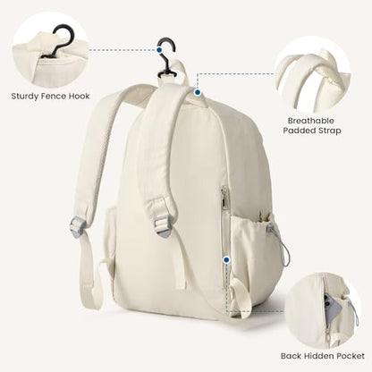 G4Free 20L Pickleball Bag for Women, Pickleball Paddle Backpack with Fence Hook, Work Travle Bag with 15" Laptop Compartment-Beige - color: Beige