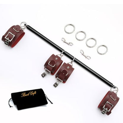 2026 Upgraded Heavy Duty Expandable Spreader Bar – Adjustable PU Straps for Pilates, Yoga - style: Black+Red