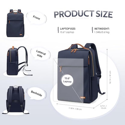 GOLF SUPAGS Travel Laptop Backpack for Women Airline Approved for Work College Travel Multi-Functional Casual Daypack Teacher Nurse Bags Fits 15.6 Inch Notebook (Navy Blue) - color: Navy Blue