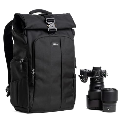 Think Tank FocusPoint 30L RollTop Camera Backpack - Asphalt Black: Expandable Travel & Camera Backpack with Laptop Sleeve, Quick Side and Back Access, Rain Cover – Versatile Photography & Travel Bag - color: Asphalt Black, size: 30 Liters