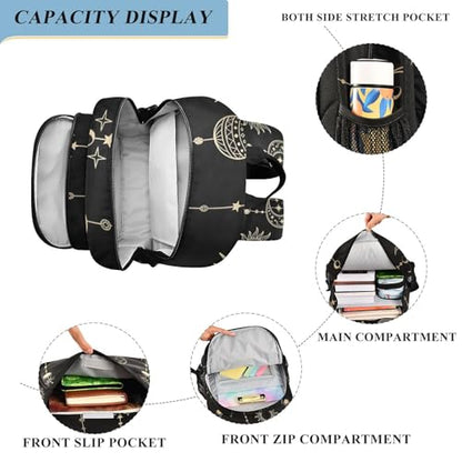 ALAZA Sun Moon Stars Witch Laptop Backpack Purse for Women Men Travel Bag Casual Daypack with Compartment & Multiple Pockets - color: Star
