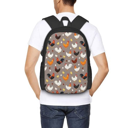 Ergonomic Padded Backpack Farm Rooster, Anti Theft Spacious Travel Daypack Sturdy Polyester Bag for Commute Gym Outdoor Leisure Use - color: Design (665)