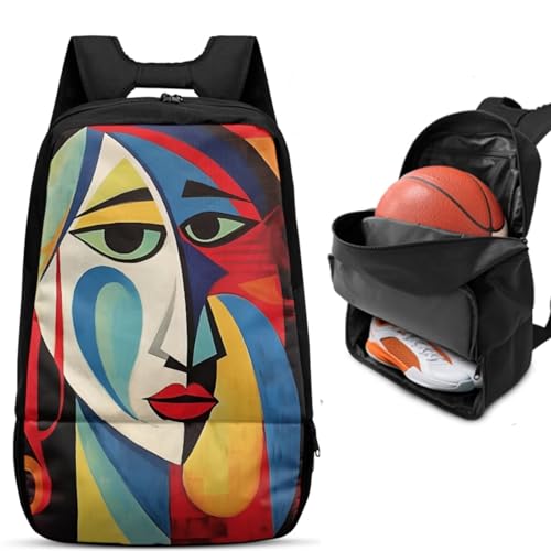 Basketball Backpack With Separate Ball Compartment And Shoes Fit Basketball Volleyball Football - color: Abstract Painting