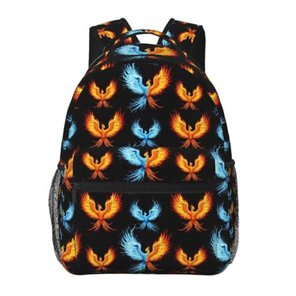 Multi Purpose Gym Backpack Cool Water Ice Fire Flame Bird Black, Casual Daypack with Inner Pocket and Mesh Side Pockets for Sports and Weekend Trips - color: Pattern (260)