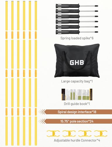 GHB Agility Poles 6 Pack 6ft Sports Soccer Training Poles,Detachable Speed Training Equipment Football Accessories