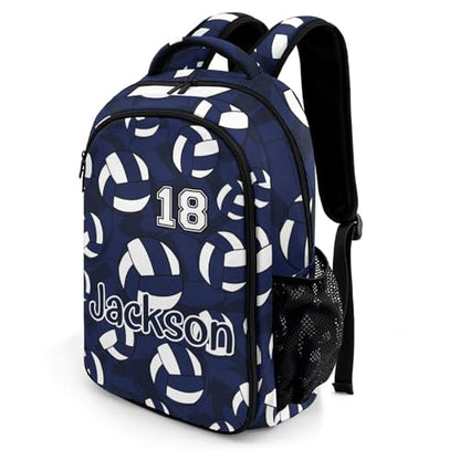 Navy Blue Volleyball Pattern Casual Backpack Daypack Bookbag Laptop Bag Custom Shoulders Backpacks for Gifts - color: Navy Blue Volleyball Pattern