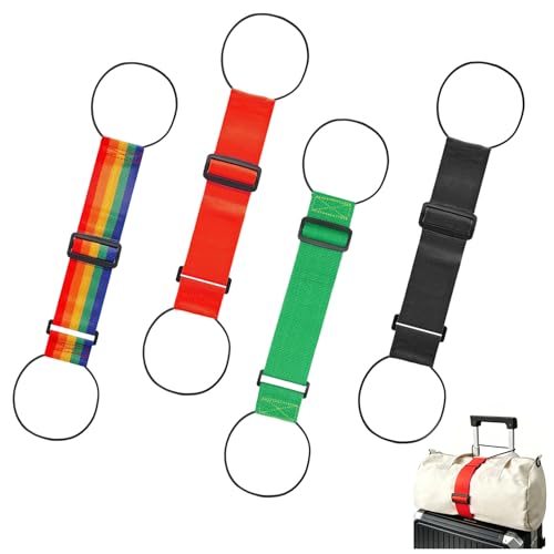 Multi Use Strong Adjustable Luggage Connector Straps for Suitcases,4 Pack Flexible Luggage Accessories Elastic Fastening Bag Strap (Colorful) - color: Colorful