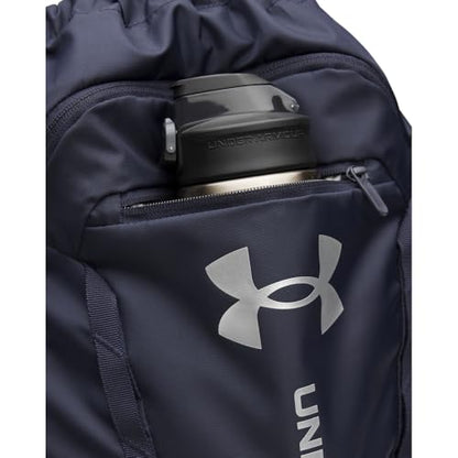 Under Armour Unisex Hustle Sackpack, (410) Midnight Navy/Midnight Navy/Metallic Silver, One Size Fits Most - color: (410) Midnight Navy / Midnight Navy / Metallic Silver