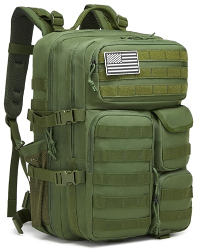 Wotony Tactical Backpack - Military waterproof backpack with multiple pockets and tactical gear for the outdoors (army green, 45L) - color: Army Green, size: 45L
