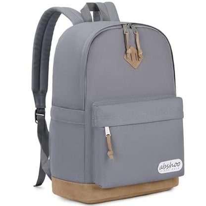abshoo Basic School Backpack For College Middle High School Water Resistant Bookbag Travel Daypack(Gray) - color: Gray