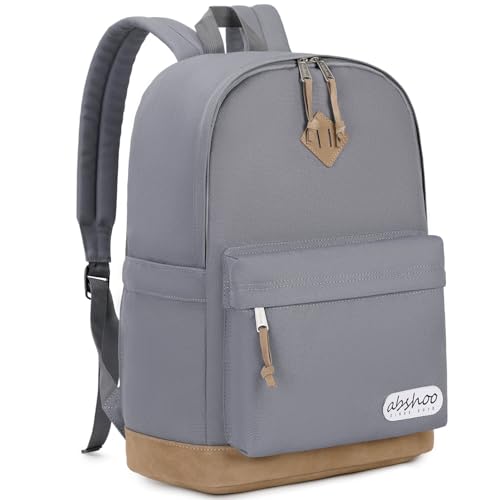 abshoo Basic School Backpack For College Middle High School Water Resistant Bookbag Travel Daypack(Gray) - color: Gray