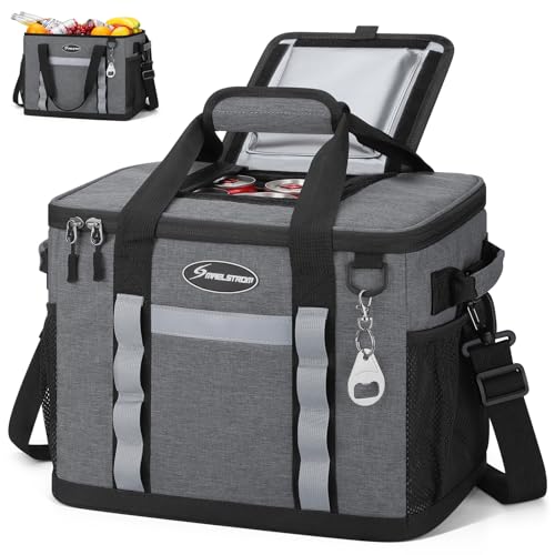 Maelstrom Collapsible Soft Cooler Bag,35/55/75 Cans Beach Cooler with Flip Top Lid, Ice Chest, Leakproof & Portable for Beach, Camping, Road Trips & Grocery Shopping - color: Grey, size: 35 Can